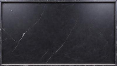 The primary subject of the image is a black marble countertop. The setting is a kitchen, with the countertop being the main focus of the scene. The visual style is a photo, capturing the marble countertop in detail. The colors and mood of the image are predominantly dark, with the black marble countertop being the most prominent feature.