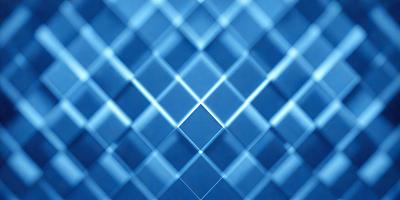 The primary subject of the image is a blue and white checkered pattern. The setting is a blue background, and the visual style appears to be a digital art or illustration. The dominant colors are blue and white, creating a calm and soothing atmosphere.