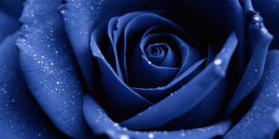 The primary subject of the image is a blue rose with a blue background. The visual style appears to be a photo, and the colors and mood convey a sense of tranquility and beauty.