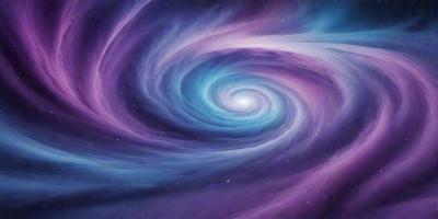 The primary subject of the image is a spiral galaxy, which is a swirling mass of stars and gas. The spiral galaxy is set against a purple background, giving it a vibrant and colorful appearance. The visual style of the image is a combination of digital art and illustration, creating a unique and captivating representation of the galaxy. The dominant colors in the image are purple and blue, which contribute to the overall mood of the scene, evoking a sense of wonder and exploration