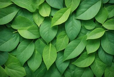 The image features a large green leafy plant with many leaves, creating a lush and vibrant scene. The plant is the primary subject, and it is set against a backdrop of a green background. The visual style of the image is a close-up of the plant, showcasing its intricate details. The dominant colors in the image are green, which creates a fresh and natural atmosphere.