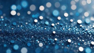 The primary subject of the image is a close-up of a blue surface with a pattern of blue and white dots. The setting appears to be a dark room, and the visual style is a close-up of the blue surface. The colors and mood of the image are predominantly blue, creating a calm and serene atmosphere.