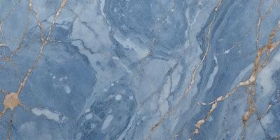 The primary subject of the image is a blue marble wall with a cracked and textured surface. The setting is a room with a blue-gray color scheme. The visual style is a close-up of the marble wall, showcasing its unique texture and appearance. The colors and mood of the image are predominantly blue and gray, creating a calm and serene atmosphere.