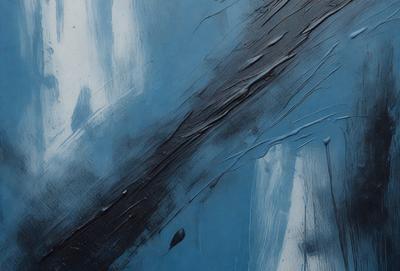 The primary subject of the image is a blue background with a white line. The setting is a painting or drawing, possibly a digital art piece, with a focus on the white line. The visual style is artistic, and the colors and mood are predominantly blue and white, creating a calm and serene atmosphere.