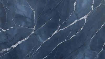 The primary subject of the image is a blue marble wall with a pattern of white lines. The setting is a room with a blue background. The visual style is a close-up of the marble wall, showcasing its unique texture and design. The colors and mood of the image are predominantly blue, creating a calm and serene atmosphere.