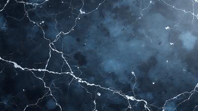 The primary subject of the image is a marble-like surface with a blue tint. The setting is a dark room, and the visual style appears to be a combination of a photo and a digital art or illustration. The colors and mood of the image are predominantly dark and moody, with the blue tint adding a touch of elegance and sophistication.