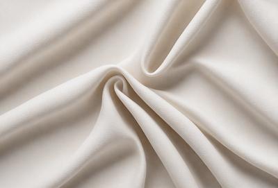 The primary subject of the image is a white sheet of fabric, which is the main object, scene, or focus of the image. The setting is a white background, which provides a clean and minimalistic environment. The visual style is a photo, capturing the fabric's texture and details. The colors and mood of the image are predominantly white, creating a sense of simplicity and purity.