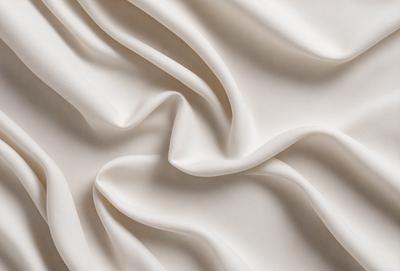 The primary subject of the image is a white sheet of fabric, which is the main object, scene, or focus of the image. The setting or background is a white surface, which provides a clean and minimalistic backdrop for the fabric. The visual style of the image is a close-up of the fabric, showcasing its texture and details. The colors and mood of the image are predominantly white, giving it a clean, serene, and calming atmosphere.