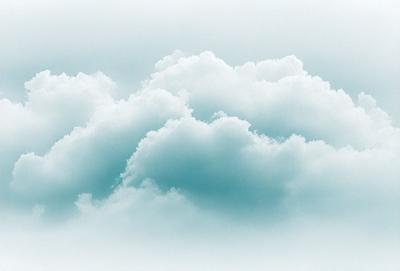 The primary subject of the image is a cloudy sky with a blue hue. The setting is a vast, open space with no visible landmarks or objects. The visual style is a natural, outdoor scene with a focus on the clouds. The colors and mood of the image are serene and peaceful, with the blue sky and clouds creating a calming atmosphere.