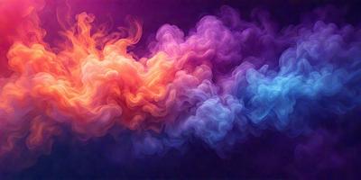 The primary subject of the image is a colorful, swirling cloud. The cloud is the main focus of the image, and it appears to be a digital art or illustration. The setting is a dark background, which contrasts with the vibrant colors of the cloud. The overall atmosphere of the image is lively and dynamic, with the cloud's swirling motion creating a sense of movement and energy.