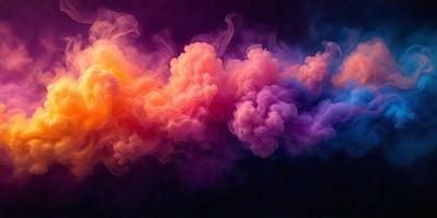 The primary subject of the image is a purple and pink smoke-like substance, which appears to be a digital art or illustration. The setting is a dark background, which contrasts with the vibrant colors of the smoke. The visual style gives the impression of a surreal or dreamy atmosphere. The dominant colors are purple and pink, creating a sense of mystery and intrigue.