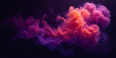 The primary subject of the image is a purple and pink smoke or mist, which appears to be a digital art or illustration. The setting is a dark background, which contrasts with the vibrant colors of the smoke. The visual style suggests a creative and artistic approach to the image. The dominant colors of the smoke are purple and pink, creating a mood of tranquility and beauty.