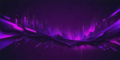The primary subject of the image is a futuristic cityscape, featuring a purple skyline with a mix of buildings and towers. The setting is a dark, purple background that contrasts with the cityscape. The visual style is a digital art or illustration, creating a unique and captivating atmosphere. The colors and mood of the image are predominantly purple, giving it a mysterious and intriguing vibe.