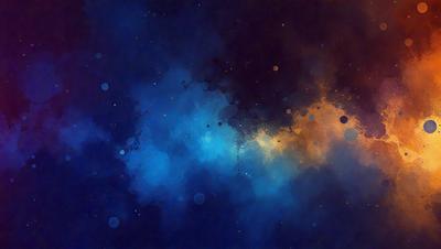 The primary subject of the image is a blue and orange galaxy, which is the main object, scene, or focus of the image. The setting or background is a dark blue sky, and the visual style is a painting or digital art. The colors and mood of the image are predominantly blue and orange, creating a vibrant and dynamic atmosphere.