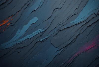 The primary subject of the image is a blue and purple painting with a textured surface. The setting is a dark background, which contrasts with the vibrant colors of the painting. The visual style appears to be a combination of digital art and illustration, creating a unique and artistic representation. The dominant colors in the painting are blue and purple, which evoke a sense of calmness and tranquility.