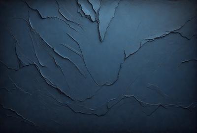 The primary subject of the image is a blue wall with a pattern of wrinkles and folds. The setting is a room with a blue background, and the visual style appears to be a combination of a photo and digital art. The dominant colors are blue and black, creating a moody and dramatic atmosphere.