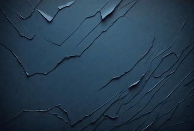 The primary subject of the image is a blue wall with a cracked and peeling paint surface. The setting is a room with a blue background. The visual style is a close-up of the wall, showcasing the peeling paint and cracks. The colors and mood of the image are predominantly blue, with a slightly distressed and aged appearance due to the peeling paint.