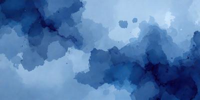 The primary subject of the image is a blue cloudy sky. The setting is a cloudy blue sky with some white clouds. The visual style is a watercolor painting, giving the scene a vibrant and artistic appearance. The dominant colors are blue and white, creating a serene and calming atmosphere.