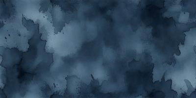 The primary subject of the image is a blue sky with clouds. The setting is a cloudy sky, and the visual style is a watercolor painting. The colors and mood of the image are predominantly blue and moody, creating a sense of depth and atmosphere.