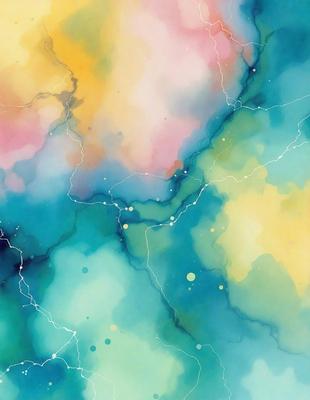 The primary subject of the image is a colorful painting featuring a mix of blue, green, yellow, and pink colors. The painting is set against a backdrop of a blue sky, creating a vibrant and lively atmosphere. The visual style of the painting is a combination of digital art and illustration, giving it a unique and artistic appearance. The colors and mood of the painting evoke a sense of joy and creativity, making it an appealing and uplifting piece of art.