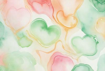 The primary subject of the image is a collection of hearts, which are the main objects in the scene. The hearts are displayed in various colors and sizes, creating a visually appealing and vibrant pattern. The setting is a white background, which provides a clean and uncluttered environment for the hearts to stand out. The visual style of the image is a combination of digital art and illustration, as the hearts are depicted in a creative and artistic manner. The dominant colors in the image are green, pink,
