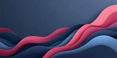 The primary subject of the image is a blue and pink wave pattern. The setting is a dark blue background, which creates a contrasting effect with the wave pattern. The visual style is a combination of digital art and illustration, giving the image a modern and artistic appearance. The dominant colors are blue and pink, which evoke a sense of calmness and tranquility.