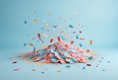 The primary subject of the image is a pile of paper, which is the main object, scene, or focus of the image. The setting is a blue background, and the visual style is a photo. The colors and mood of the image are predominantly blue and white, creating a calm and serene atmosphere.