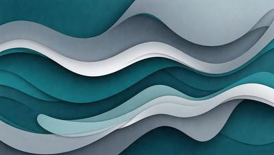 The primary subject of the image is a large, blue wave. The setting is a blue wall, and the visual style is a digital art or illustration. The dominant colors are blue and white, creating a calm and serene atmosphere.