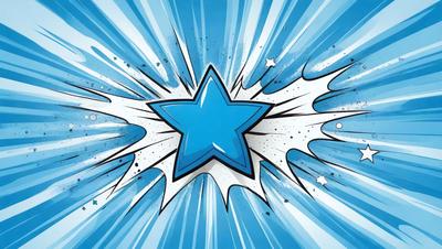 The primary subject of the image is a blue star with a white outline. The setting is a blue background, and the visual style appears to be a digital art or illustration. The colors and mood of the image are predominantly blue and white, creating a clean and modern appearance.