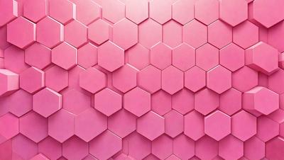 The primary subject of the image is a pink wall with a pattern of hexagonal shapes. The setting is a room with a pink wall, and the visual style is a close-up of the wall. The dominant colors are pink and white, creating a warm and inviting atmosphere.