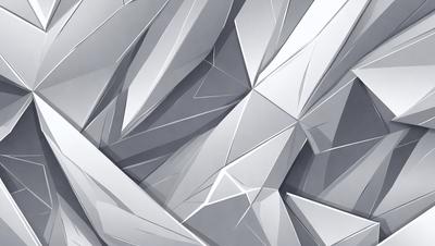 The primary subject of the image is a close-up of a silver, geometric pattern. The setting is a gray background, which contrasts with the silver pattern. The visual style is a combination of digital art and illustration, creating a modern and sleek appearance. The dominant colors are silver and gray, giving the image a clean and minimalist mood.
