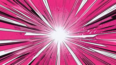 The primary subject of the image is a bright pink explosion, which appears to be a part of a comic or digital artwork. The setting is a pink background, which complements the vibrant color of the explosion. The visual style is a combination of digital art and illustration, creating a dynamic and eye-catching scene. The colors and mood of the image are predominantly pink, which gives it a lively and energetic atmosphere.
