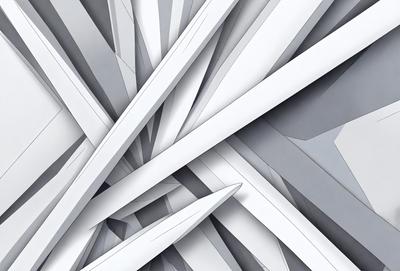 The primary subject of the image is a collection of white knives, arranged in a visually appealing manner. The knives are displayed in various orientations, creating a sense of depth and dimension. The setting is a white background, which provides a clean and minimalist appearance. The visual style is a combination of digital art and illustration, as the knives are depicted in a detailed and realistic manner. The colors and mood of the image are predominantly white, giving it a clean and modern feel.