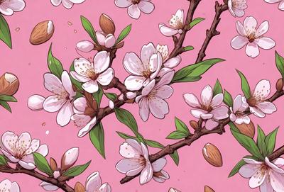 The primary subject of the image is a branch with white flowers, creating a beautiful and serene scene. The setting is a pink background, which adds a vibrant and lively touch to the overall atmosphere. The visual style is a combination of digital art and illustration, showcasing the intricate details of the flowers and branch. The colors and mood of the image are predominantly white and pink, evoking a sense of purity and innocence.