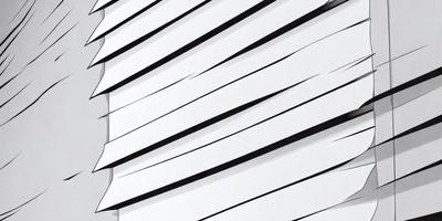 The primary subject of the image is a white paper with black stripes. The setting is a white wall, and the visual style is a patterned paper. The colors and mood of the image are predominantly white and black, creating a clean and minimalist appearance.