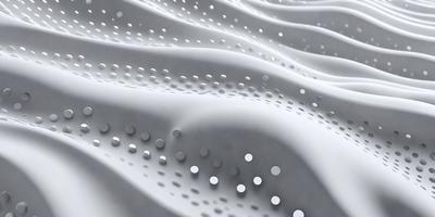 The primary subject of the image is a close-up of a white surface with a pattern of small holes. The setting appears to be a white background, and the visual style is a combination of a photo and digital art. The dominant colors are white and gray, creating a clean and minimalist atmosphere.