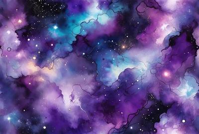 The primary subject of the image is a purple and blue galaxy, which is the main object, scene, or focus of the image. The setting or background features a purple and blue galaxy with stars, creating a vibrant and colorful atmosphere. The visual style of the image is digital art, as it is a computer-generated or digitally painted representation of the galaxy. The dominant colors and overall atmosphere of the image are purple and blue, giving it a sense of depth and beauty.