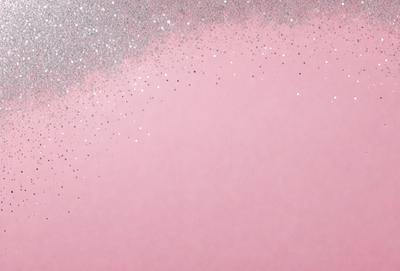 The primary subject of the image is a pink background with a pattern of glittery stars. The setting is a pink wall, and the visual style is a combination of a photo and digital art. The colors and mood of the image are predominantly pink, with a touch of glittery stars, creating a warm and inviting atmosphere.