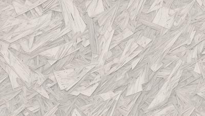 The primary subject of the image is a white, textured surface with a pattern of wood-like shapes. The setting appears to be a white room, and the visual style is a combination of digital art and illustration. The dominant colors are white and gray, creating a clean and minimalist atmosphere.