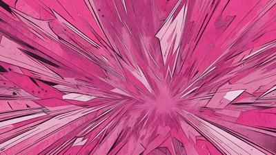 The primary subject of the image is a pink explosion, which appears to be a digital art or illustration. The setting is a pink background, and the visual style is a combination of digital art and illustration. The colors and mood of the image are predominantly pink, creating a vibrant and energetic atmosphere.