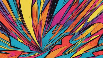 The primary subject of the image is a colorful, abstract artwork featuring a mix of yellow, blue, and orange colors. The setting is a colorful background, which adds to the vibrant atmosphere of the artwork. The visual style is a combination of digital art and illustration, creating a unique and eye-catching piece. The dominant colors and overall mood of the image are energetic, lively, and full of color, making it an engaging and visually appealing piece of art.