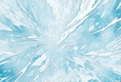 The primary subject of the image is a blue and white water splash, which appears to be a digital art or illustration. The setting is a blue background, and the visual style gives the impression of a painting or a digital artwork. The dominant colors are blue and white, creating a calm and serene atmosphere.