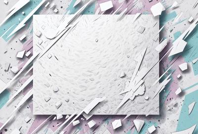 The primary subject of the image is a white canvas with a pattern of white and grey squares. The setting is a white background, and the visual style is digital art. The dominant colors are white and grey, creating a clean and minimalist atmosphere.