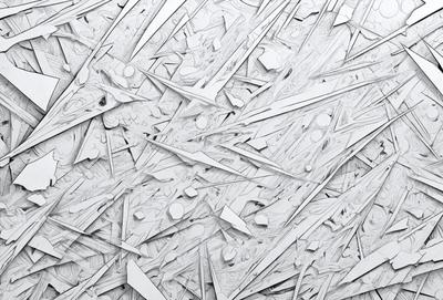 The primary subject of the image is a collection of white knives, arranged in various positions and orientations. The setting is a white background, which provides a clean and minimalist appearance. The visual style is a combination of digital art and illustration, as the knives are depicted in a detailed and artistic manner. The colors and mood of the image are predominantly white, giving it a clean and sterile feel.