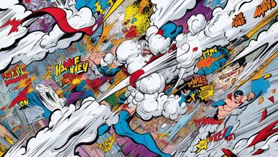 The primary subject of the image is a comic book character, specifically Superman, who is shown in various poses and positions. The setting is a comic book or a comic strip, with the background featuring a cityscape. The visual style is a combination of digital art and illustration, creating a dynamic and engaging scene. The colors and mood of the image are vibrant and energetic, with a focus on action and movement.