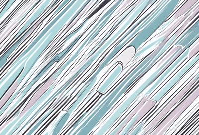 The primary subject of the image is a pattern of blue and white stripes. The setting is a blue and white striped background, which creates a visually striking contrast with the pattern. The visual style is a combination of digital art and illustration, giving the image a modern and artistic appearance. The dominant colors are blue and white, creating a calm and soothing atmosphere.