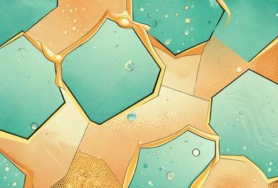 The primary subject of the image is a colorful, abstract design featuring a mix of blue, yellow, and orange hues. The setting is a patterned surface, possibly a wall or a piece of artwork. The visual style is a combination of digital art and illustration, creating a vibrant and dynamic appearance. The colors and mood of the image are lively and energetic, with the blue, yellow, and orange tones creating a sense of warmth and liveliness.