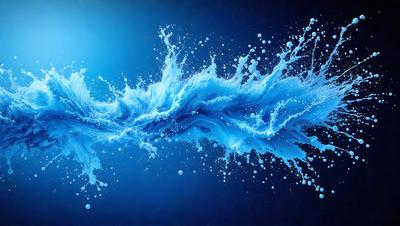 The primary subject of the image is a blue ocean with white foam, creating a serene and calming atmosphere. The setting is the ocean, with the water and foam as the main focus. The visual style is a painting, which adds a sense of artistic expression and creativity to the scene. The dominant colors are blue and white, with the blue representing the ocean and the white representing the foam.
