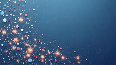 The primary subject of the image is a pattern of brightly colored stars, which are scattered across a blue background. The setting appears to be a dark room, with the stars being the main focus of the image. The visual style is a combination of digital art and illustration, creating a vibrant and lively atmosphere. The colors and mood of the image are predominantly bright and cheerful, with the stars providing a sense of warmth and energy.
