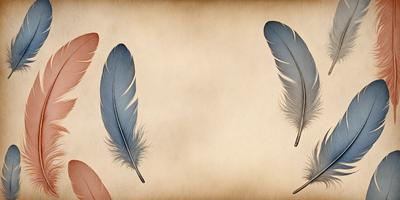 The primary subject of the image is a pair of white feathers, which are the main objects in the scene. The feathers are displayed against a backdrop of a brown, textured surface, which adds depth and interest to the image. The visual style of the image is a combination of a photo and a drawing, creating a unique and artistic representation of the feathers. The colors in the image are predominantly white and brown, giving the scene a natural and earthy atmosphere.